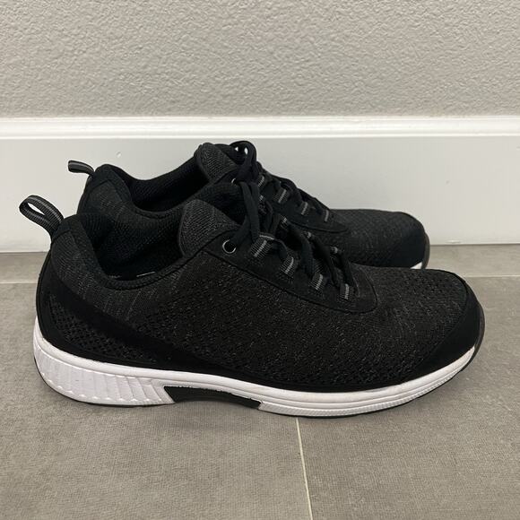 OrthoFeet Lava Stretch Mens Size 11.5 Wide 2E Black Knit Lace Up Sneaker Shoes main image 5